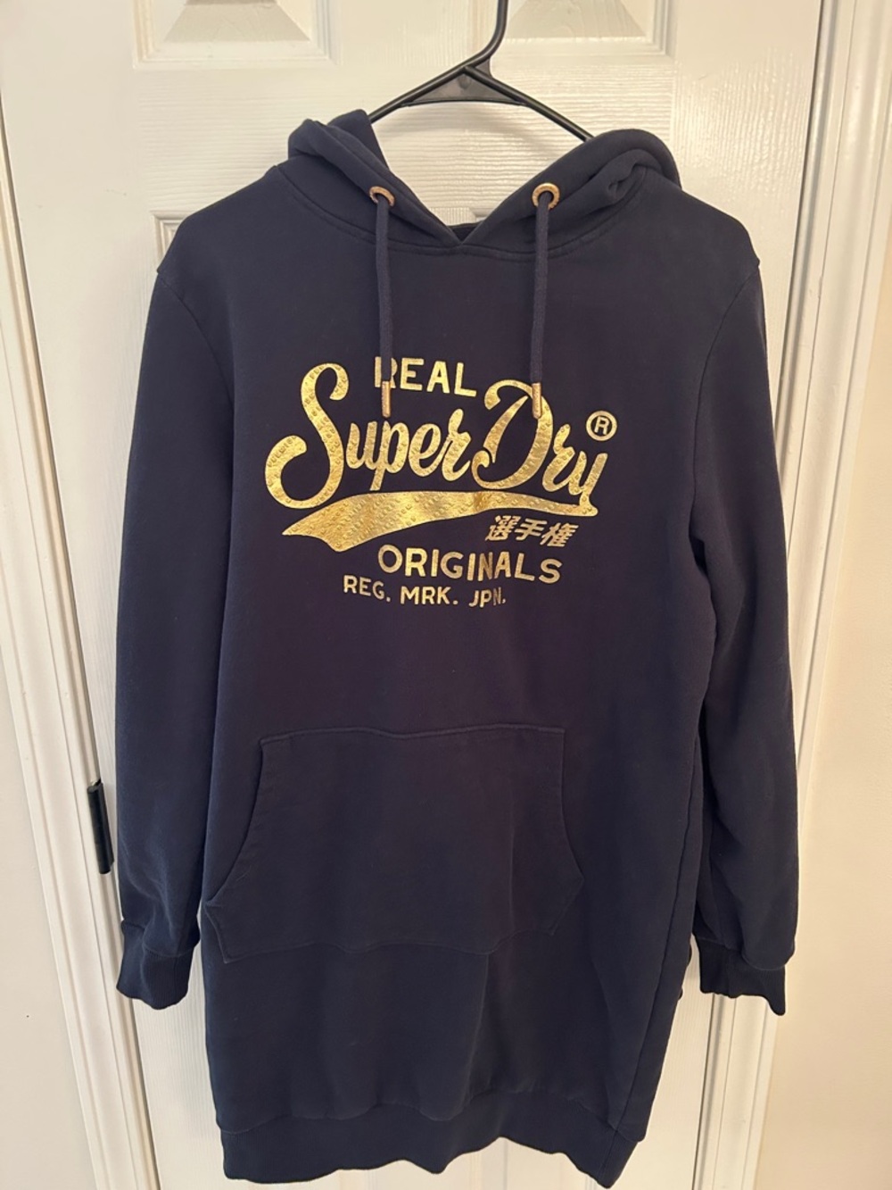 Superdry Navy Hoodie with Metallic Gold Logo